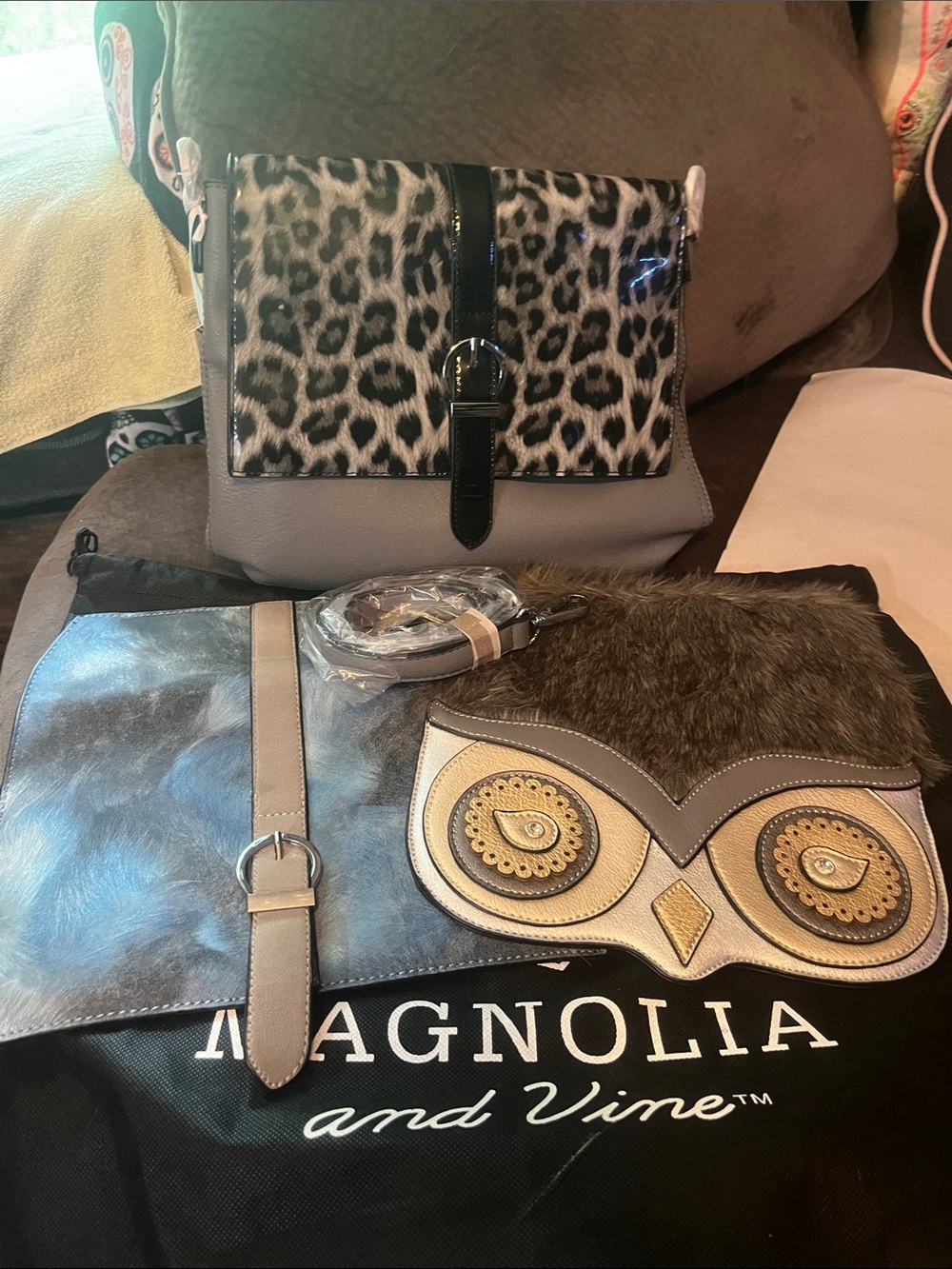 Gray Crossbody w/ interchangeable flaps